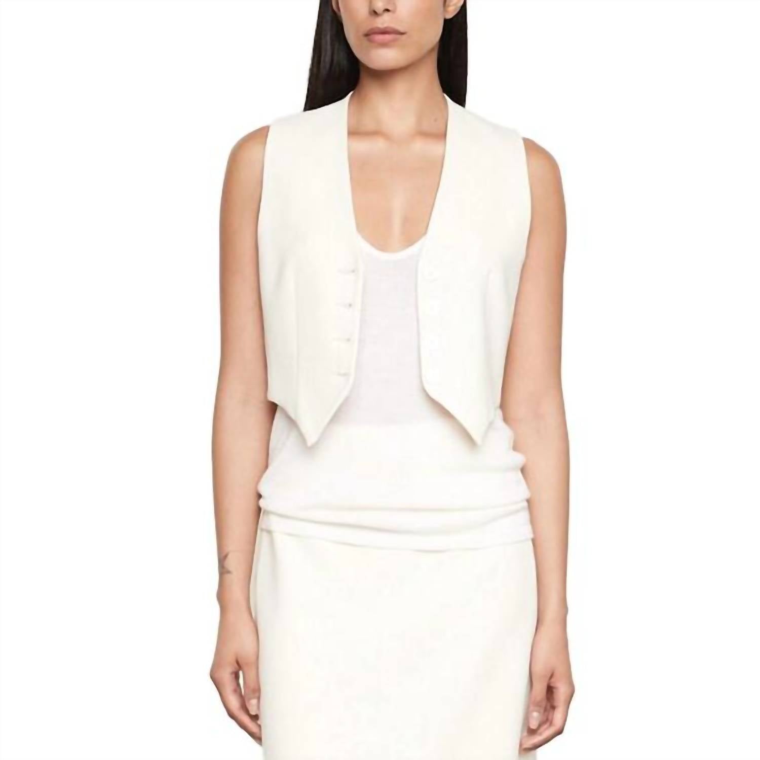 Enza Costa Crepe Tunic Vest in cream - women's jacket