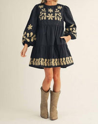 Jodifl - Embroidered Tiered Babydoll Dress