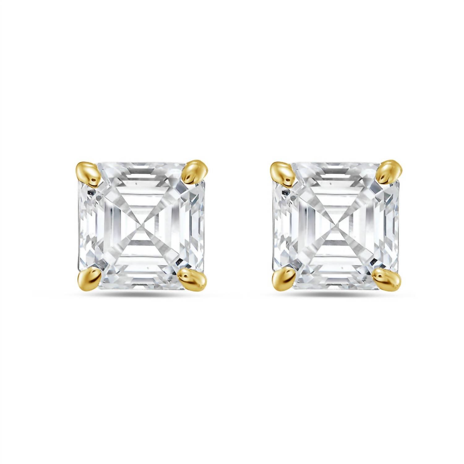 Diana M Jewels - 6.00 Cts Lab Grown Asscher Cut Stud Earrings