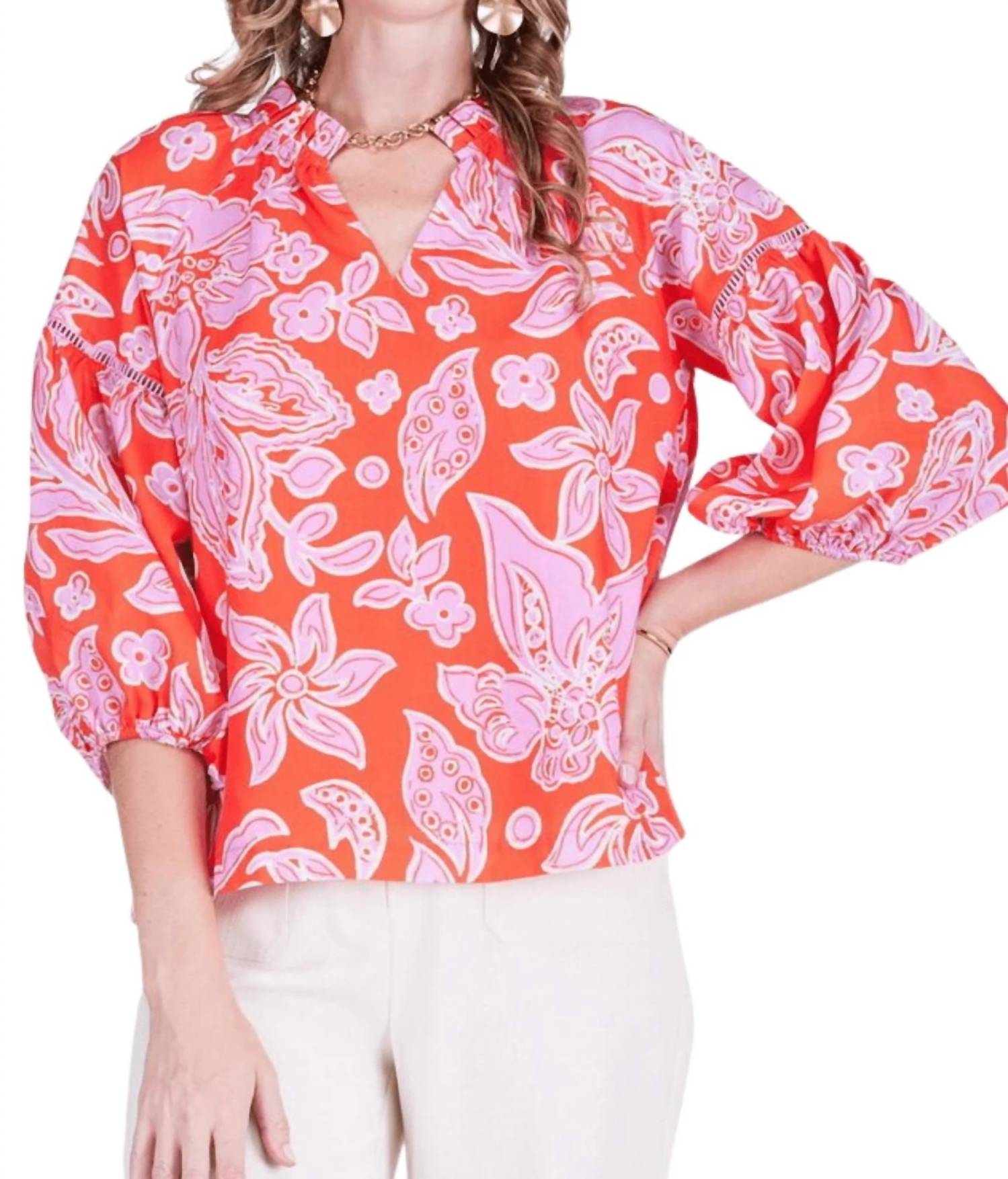 Jade - Women's Ruffle Vneck Peasant Top