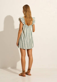 Auguste the Label Amisyn Mini Dress in forest stripe - women's dress - detail view