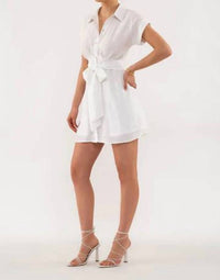 Blu Pepper - Waist Tie Button Down Mini Dress