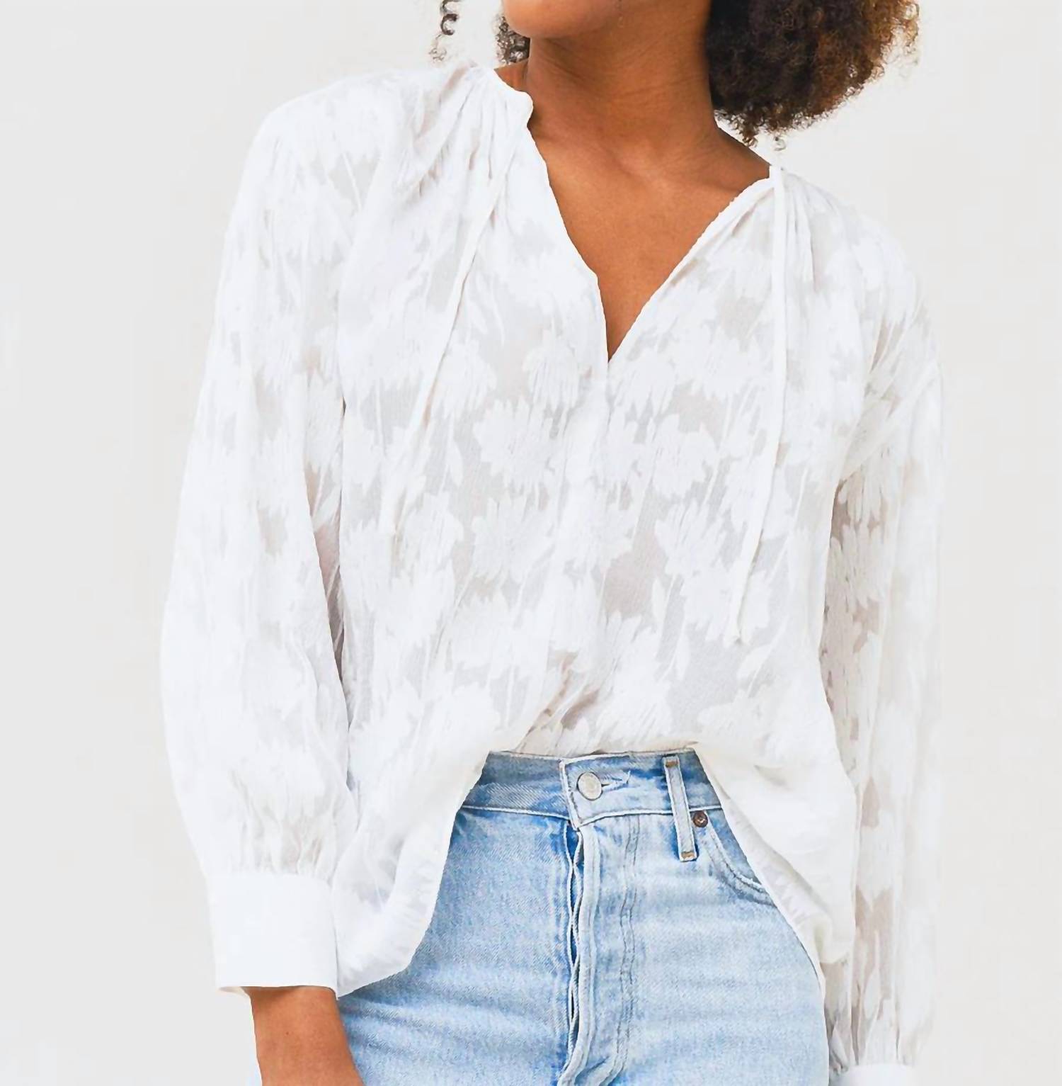 Vince - Shirred Band Collar Blouse