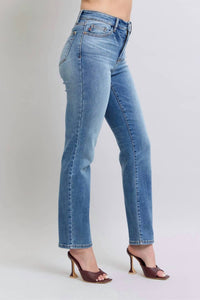 Judy Blue - Women's Vintage Wash Thermal Straight Jeans