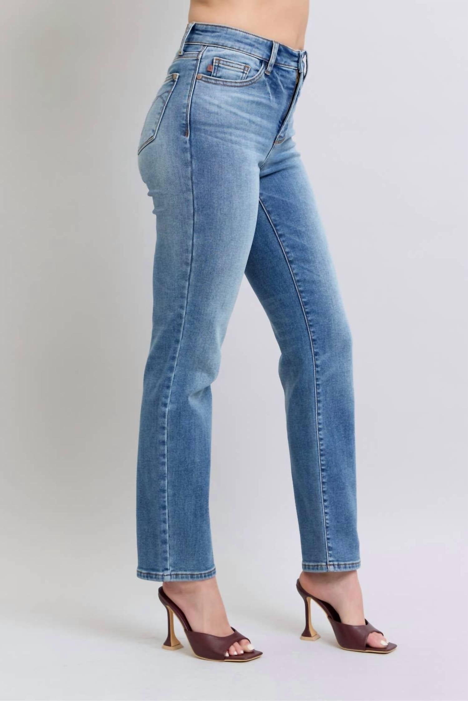 Judy Blue - Women's Vintage Wash Thermal Straight Jeans