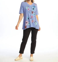 Jess & Jane - Mineral Washed Cotton V-neck Top