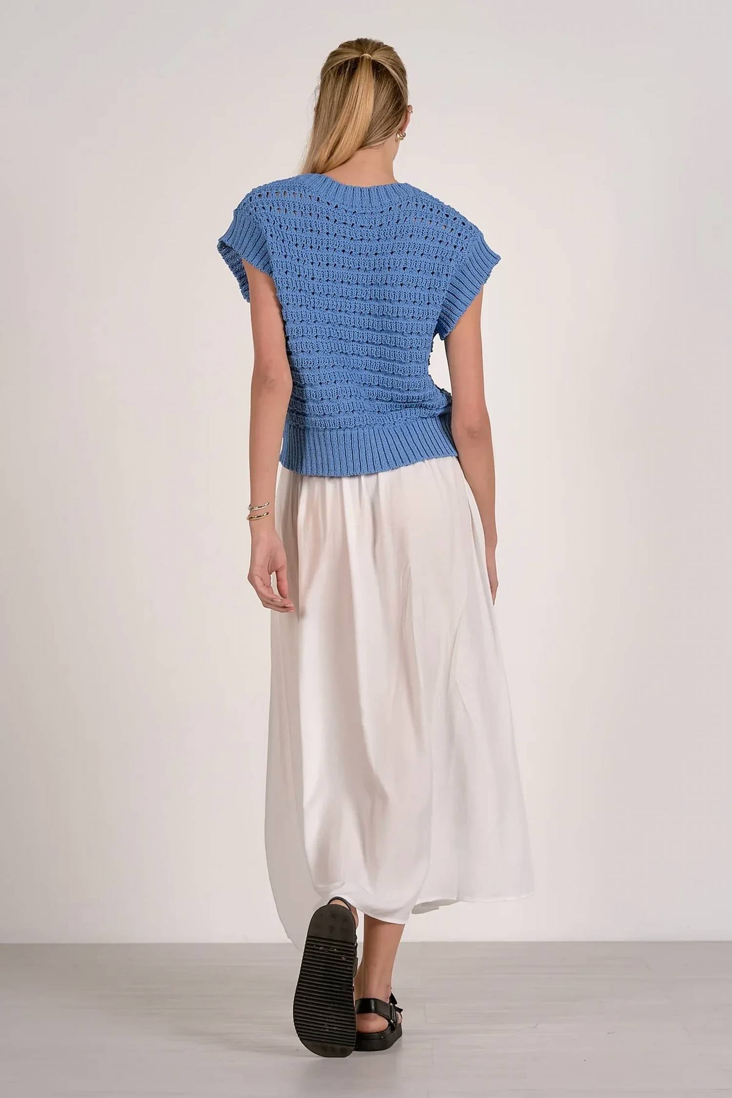 Elan - Open Knit Short Sleeve Sweater