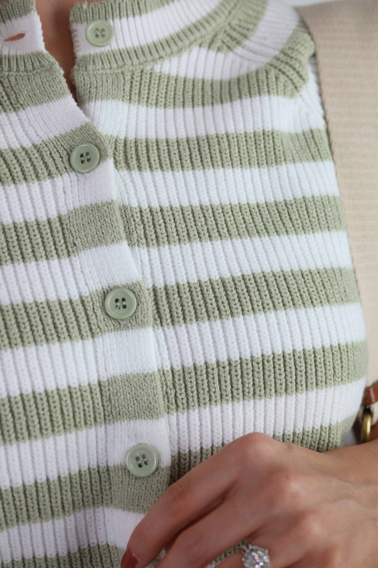 LE LIS Rachel Striped Cardigan in green - women's cardigan - view 5
