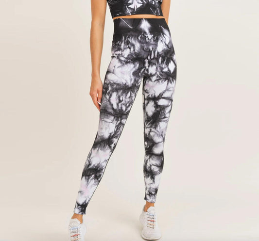 Smokescreen Tie-Dye Ribbed Seamless Highwaist Leggings