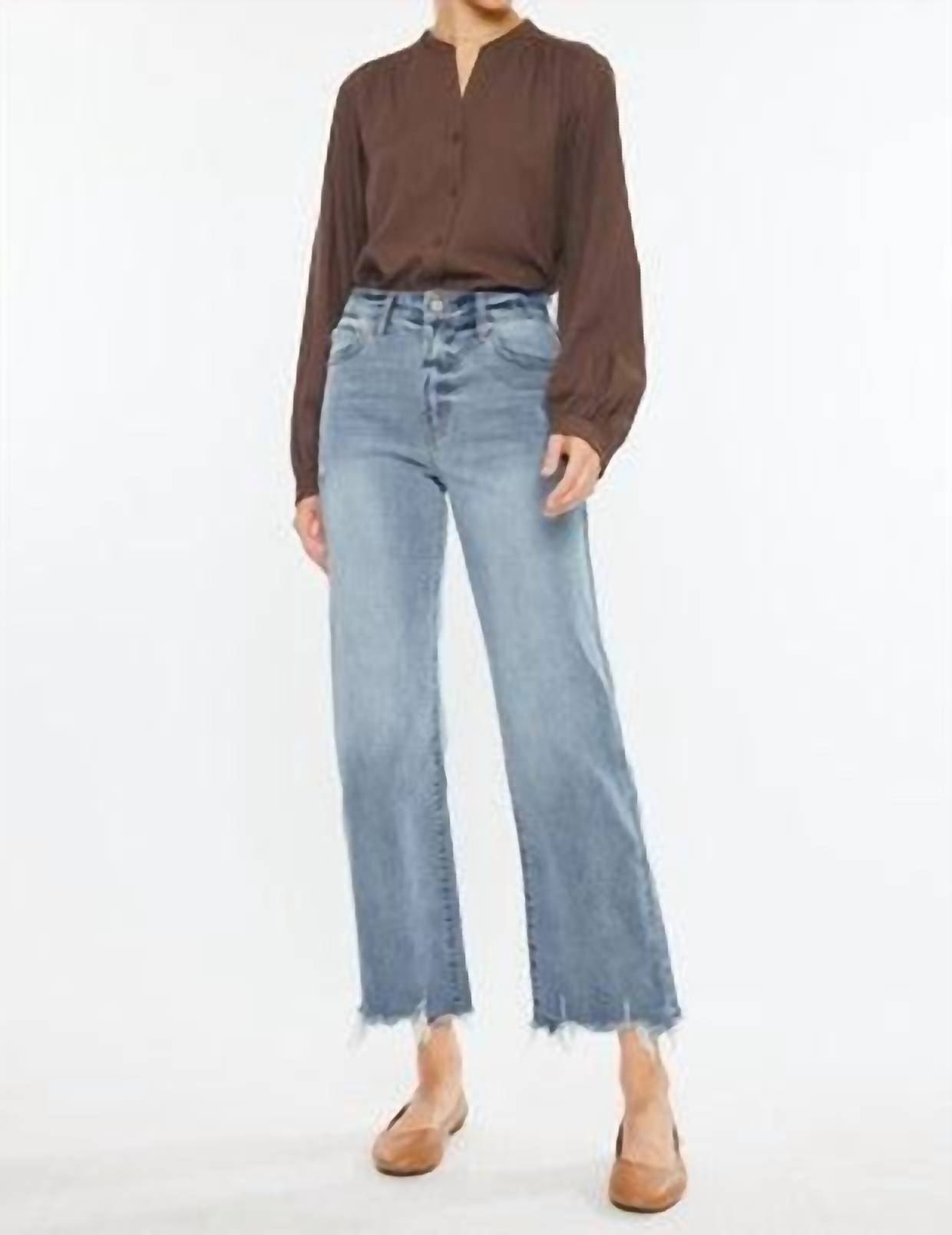 Kancan - Violet High Rise Slim Wide Leg Jean