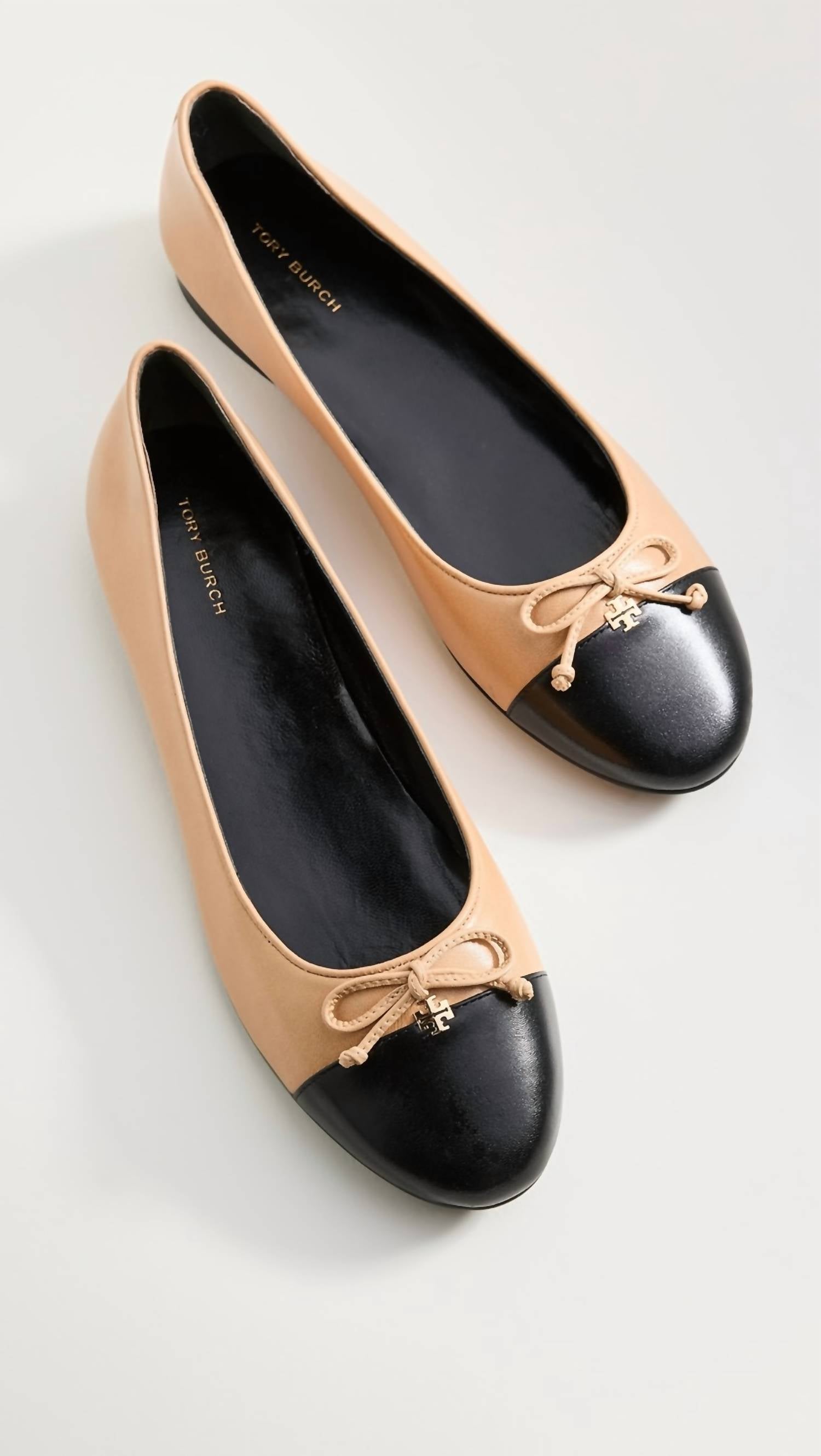 TORY BURCH Women's Cap Toe Ballet Flats in ginger shortbread - women's flats - detail view