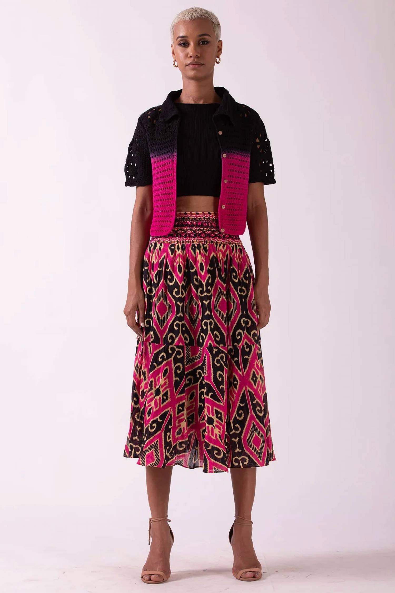 Ash & Eden - Smocked Waist Skirt
