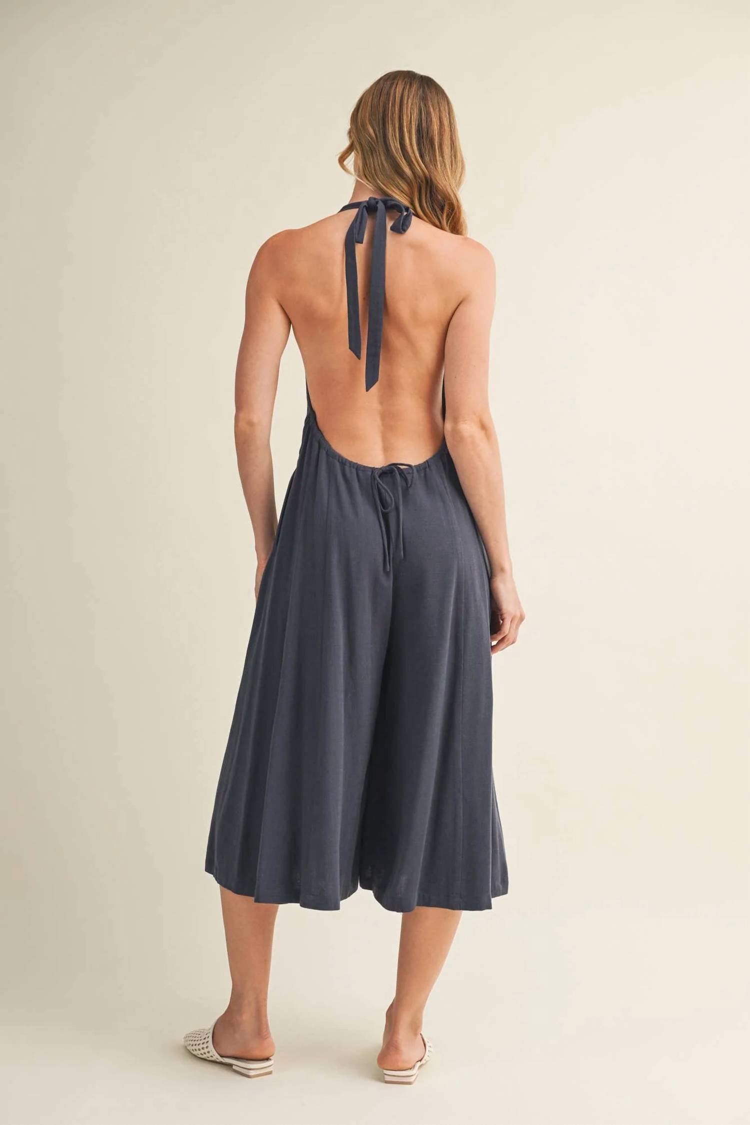 Mustard Seed - Halter Wide-leg Jumpsuit