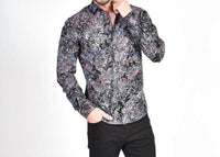 Eight X - Colorful Baroque Button Down Shirt With Flocking