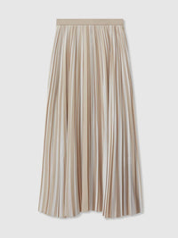 Reiss - Lexie Striped Pleated Midi Skirt