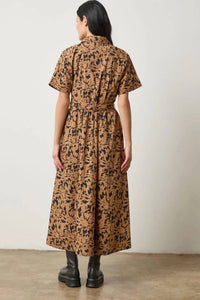 Lilla P Collared Maxi Shirt Dress in animal floral - women's dress - alternate view