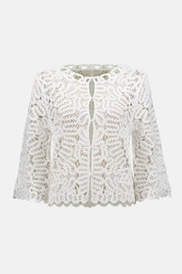 Joseph Ribkoff - Crochet Lace Open-front Cardigan