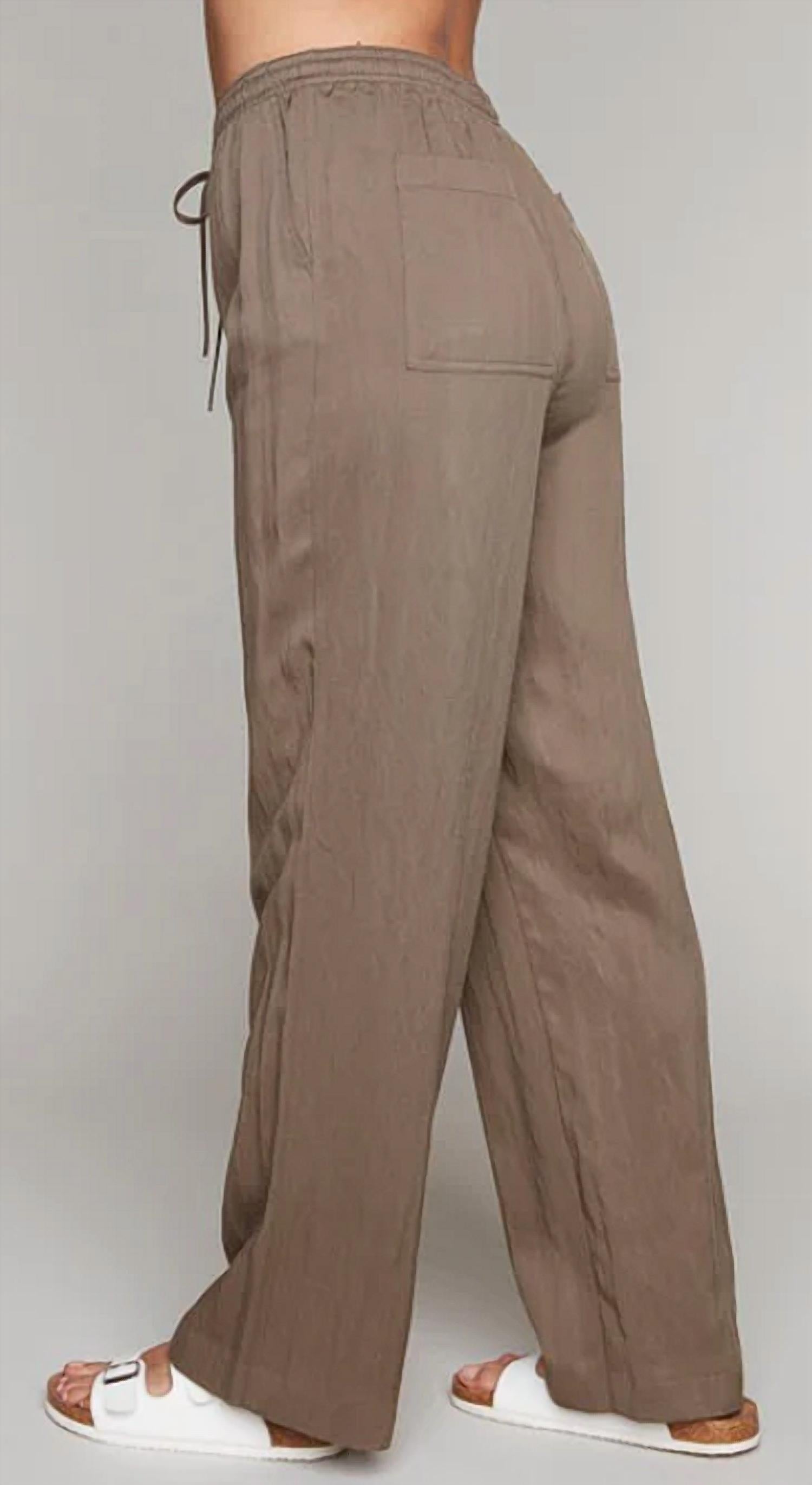 Carre Noir Drawstring Elastic Waist Pant in mink - women's pants - detail view