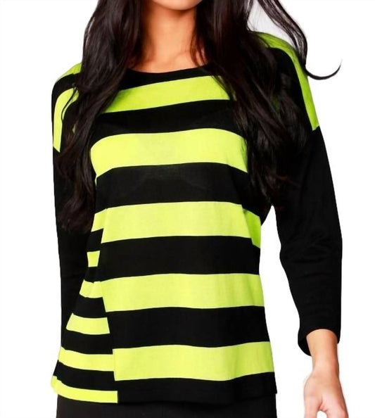 3/4 Sleeve Stripe Scoop Neck Sweater