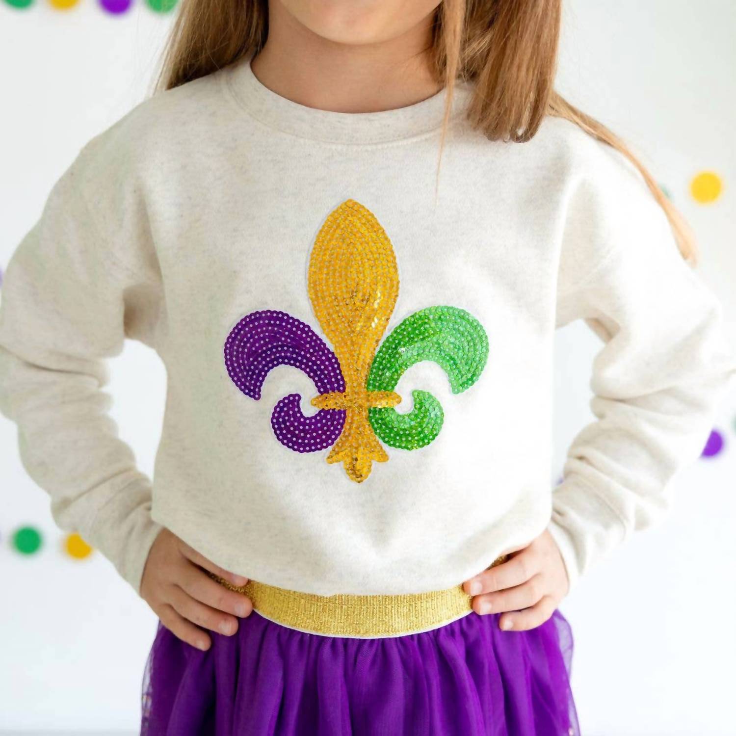 Sweet Wink - Mardi Gras Fleur De Lis Patch Sweatshirt