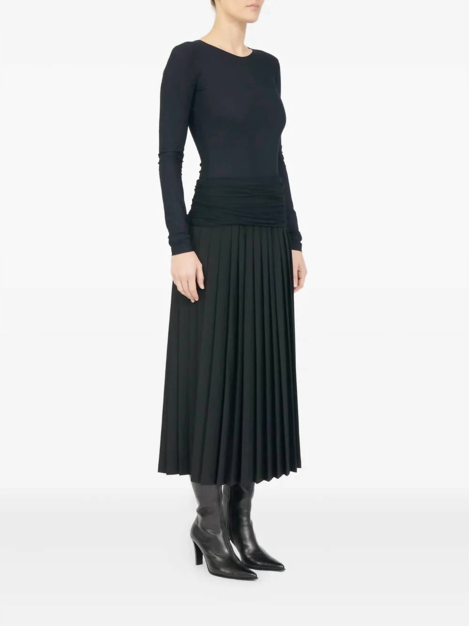 Maison Margiela Long Pleated Skirt in off black - women's skirt - view 5