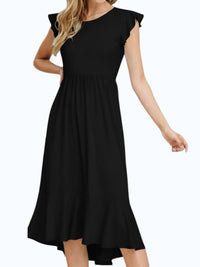 Reborn J - Buttery Soft Solid Ruffled Cap Sleeve Dress