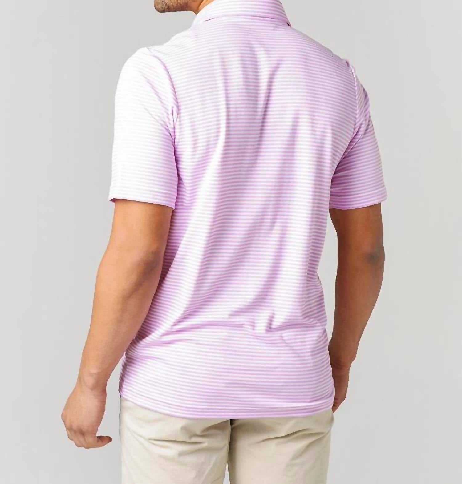 Criquet Performance Players Shirt in lee stripe pink - men's shirt - detail view