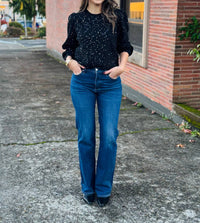Michael Stars Deanna Femme Sleeve Sweater in black - women's sweater