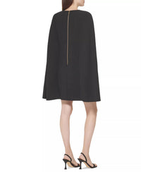 CALVIN KLEIN Sleeveless Cape-detail Scuba-crepe Sheath Dress in black - women's dress - detail view