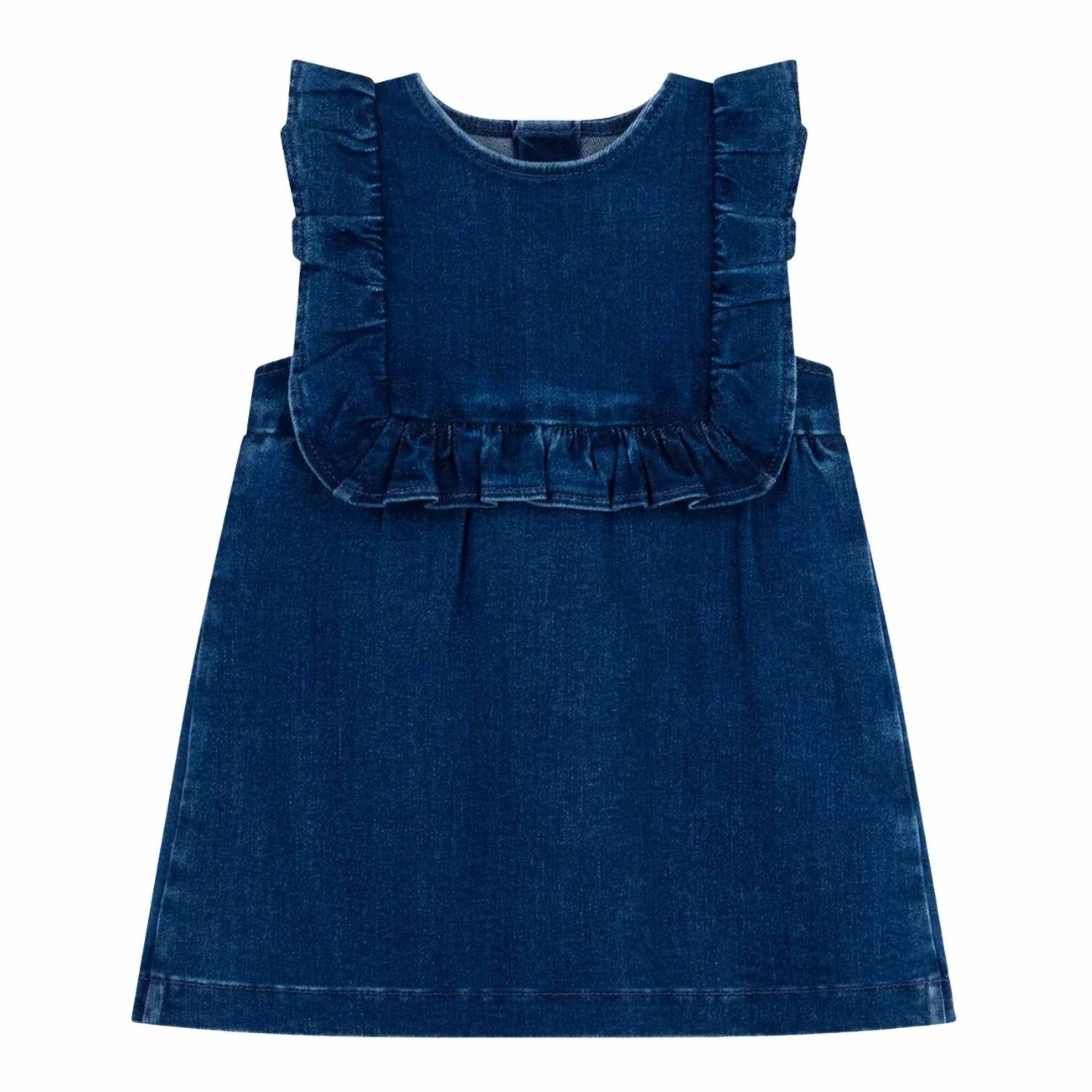 Petit Bateau - Girls Sleeveless Denim Dress