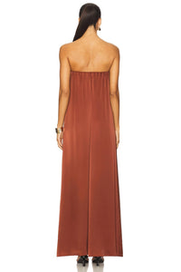 SABLYN Arden Strapless Maxi Dress in mahogany - women's dress - detail view
