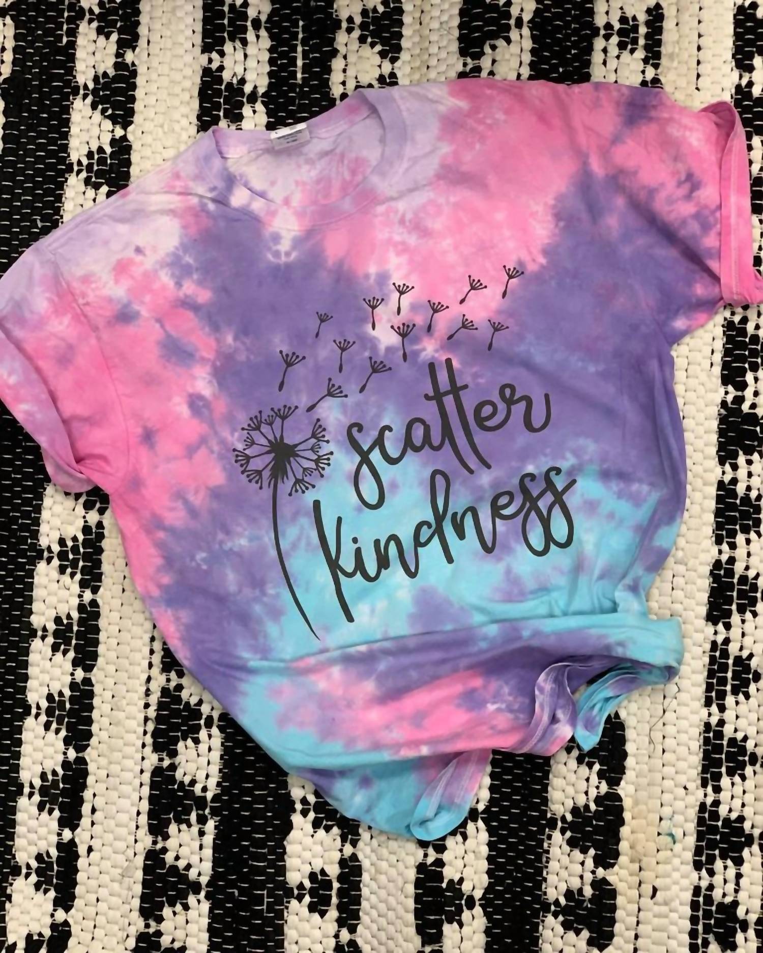 Midwest Tees - Women's Scatter Kindness Tie Dye Graphic Tee Shirt
