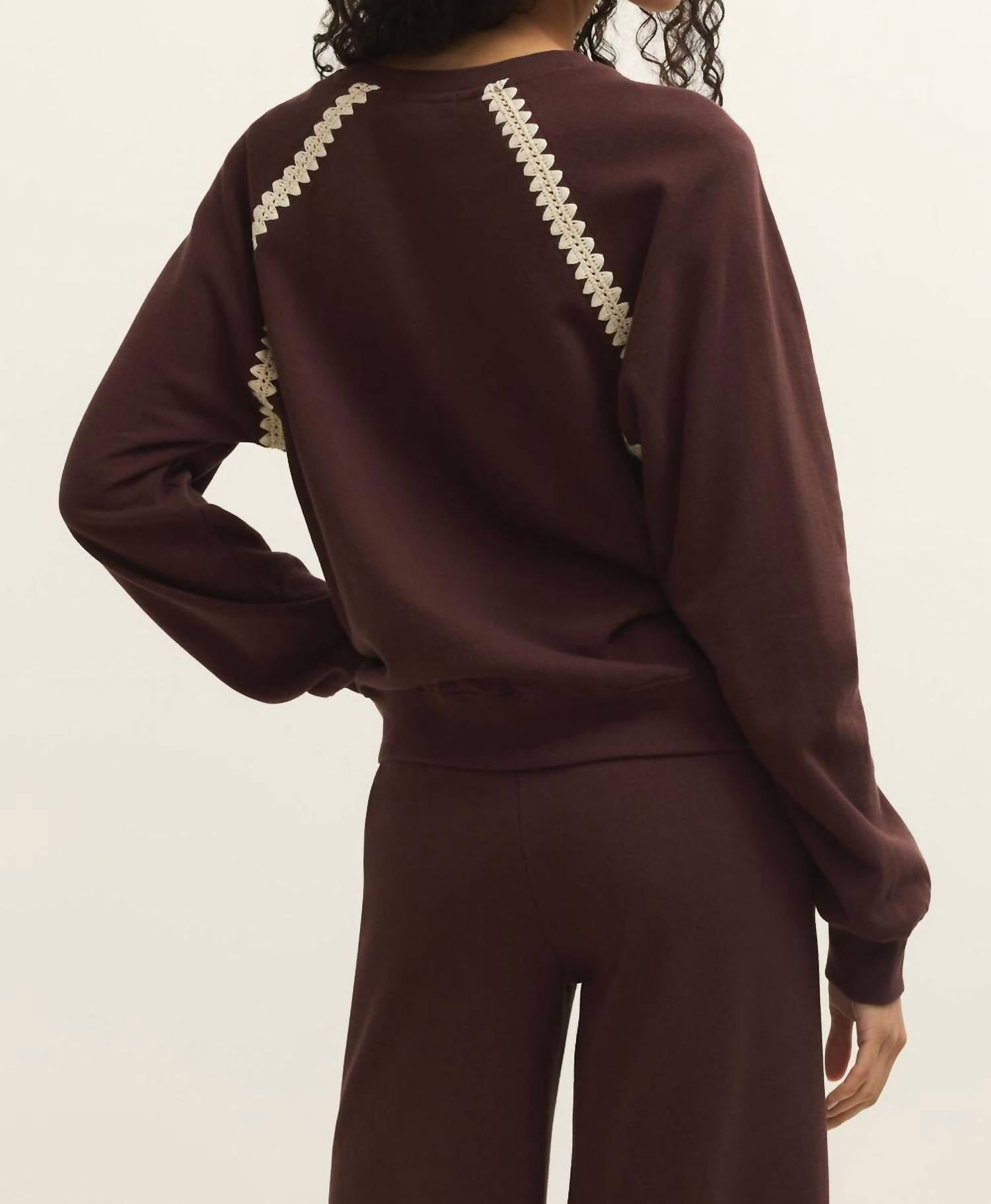 Z Supply All Around Sweatshirt in chocolate cherry 1 - women's top - detail view