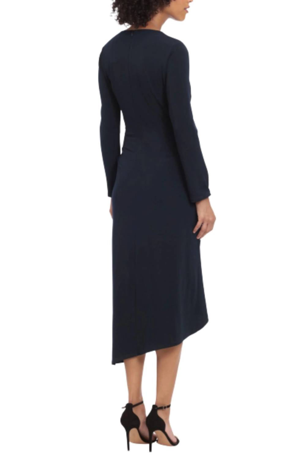 Maggy London - Asymmetrical Neckline Midi Dress