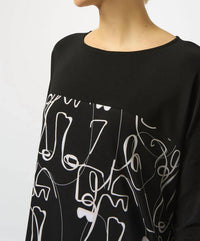 Joseph Ribkoff - Face Print Boat Neck Three Quarter Sleeves Cocoon Dress