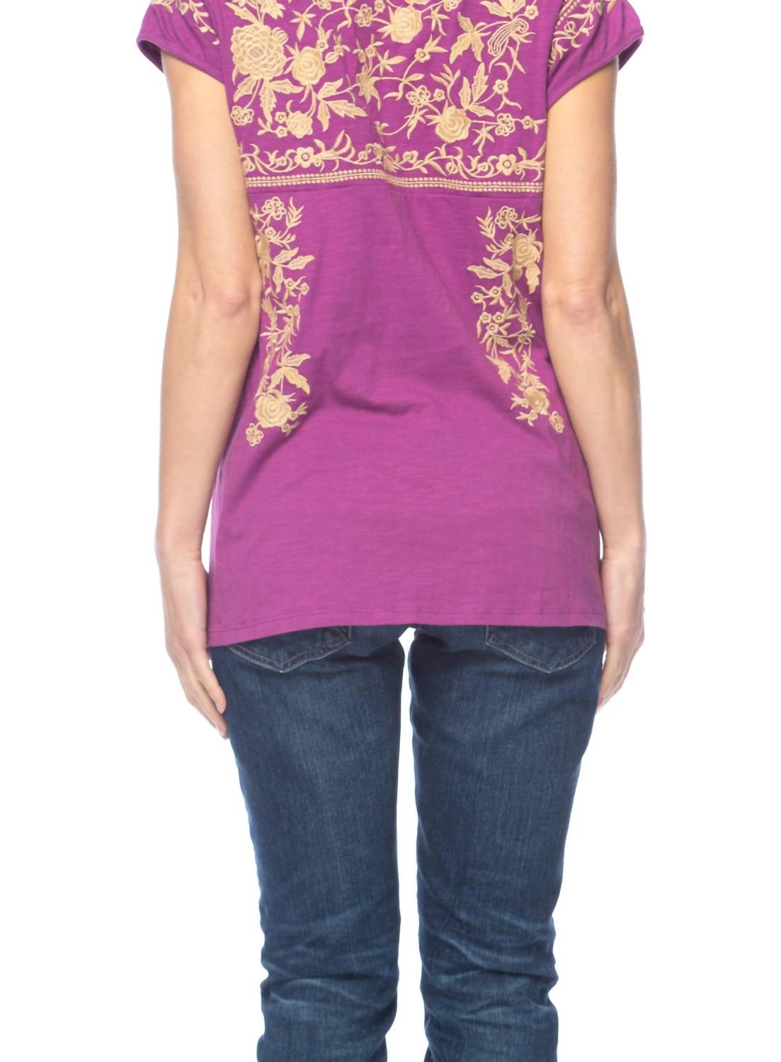 Tolani Anice Cap Sleeve Blouse in purple - women's blouse - detail view