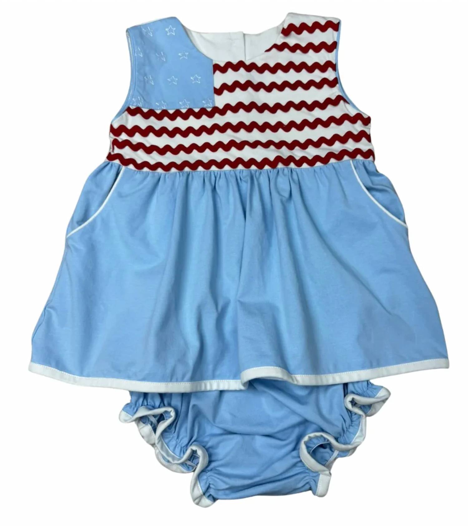 Whimsy Bay Kids - Girl's Ric Rac And Stars Bloomer Set