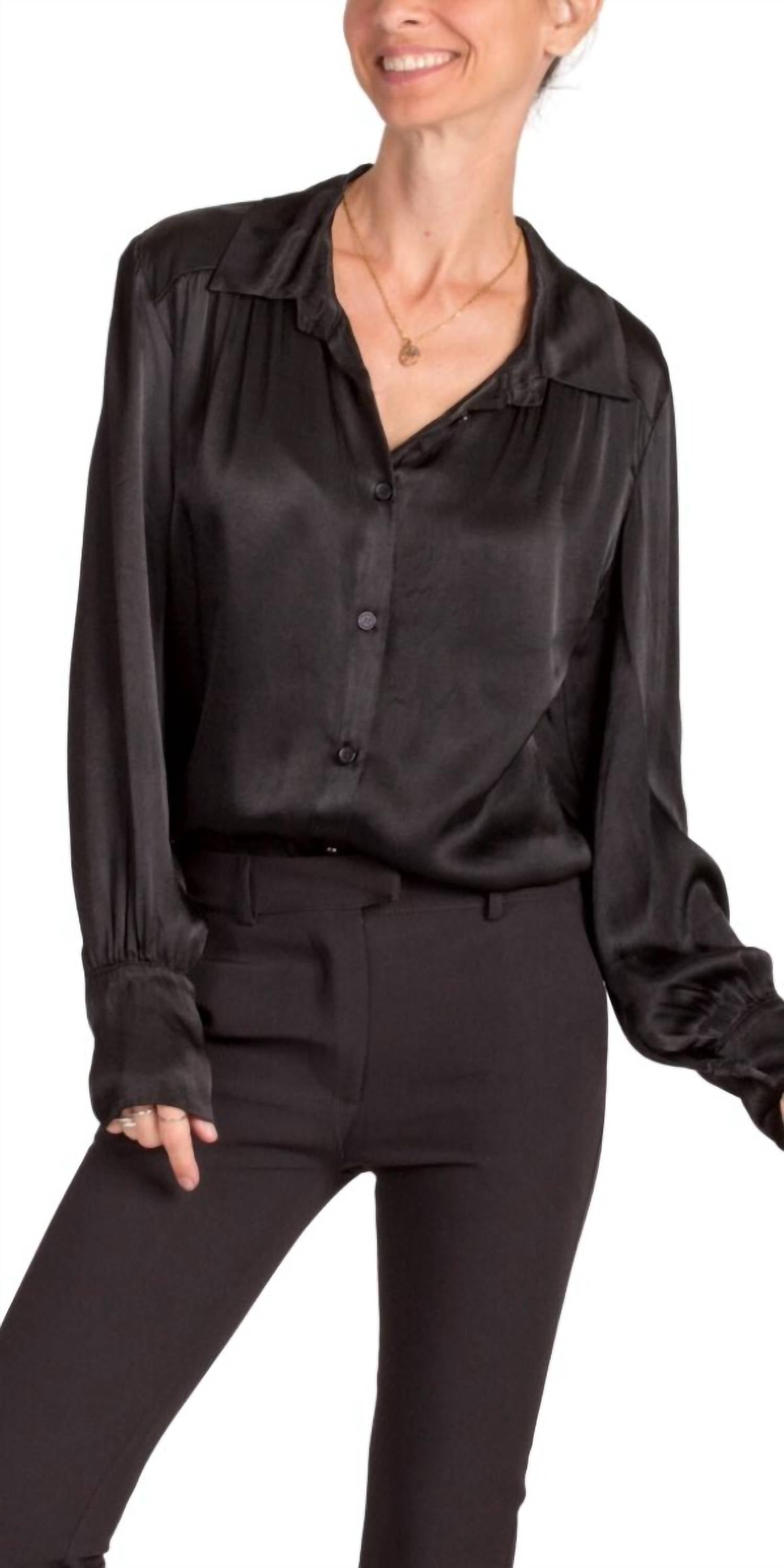 GIGI MODA Gia Satin Top in black - women's shirt - alternate view