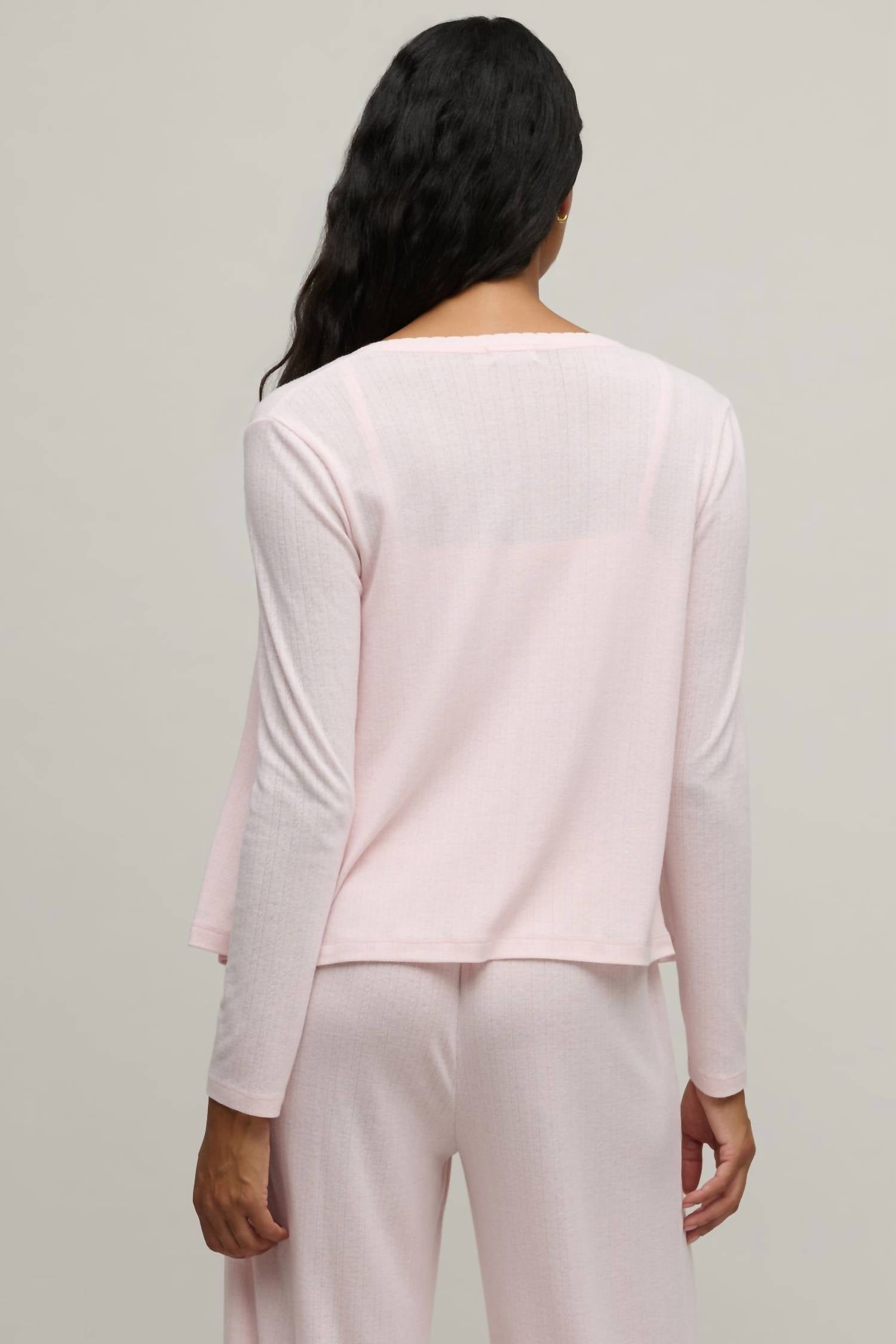 Barefoot Dreams - Pointelle Rib Cardigan With Scallop Trim