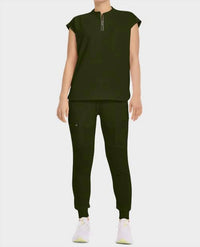 Healing Hands - Sandy Zip Mandarin Collar Top