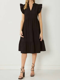 Entro - Ruffled Pocket Tiered Midi Dress