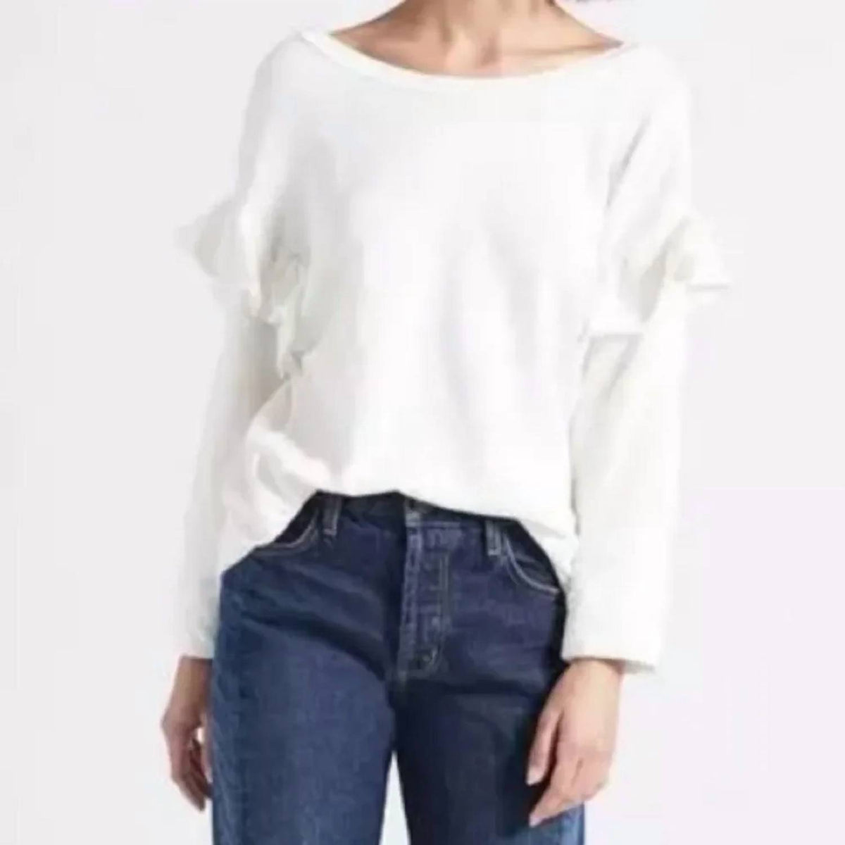 Current/Elliott - Ruffle Shoulder Long Sleeve Sweatshirt