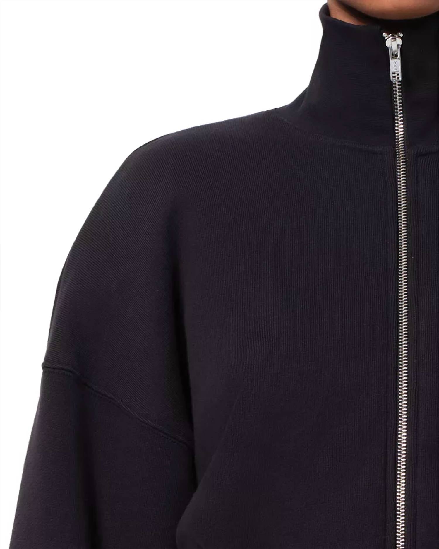 AGOLDE Darby Funnel Neck Zip Front Sweatshirt in navy - women's top - view 5