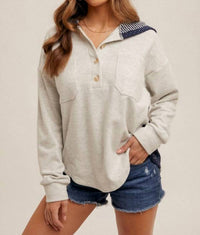 Hem & Thread - Cozy Little Contrast Pullover Hoodie