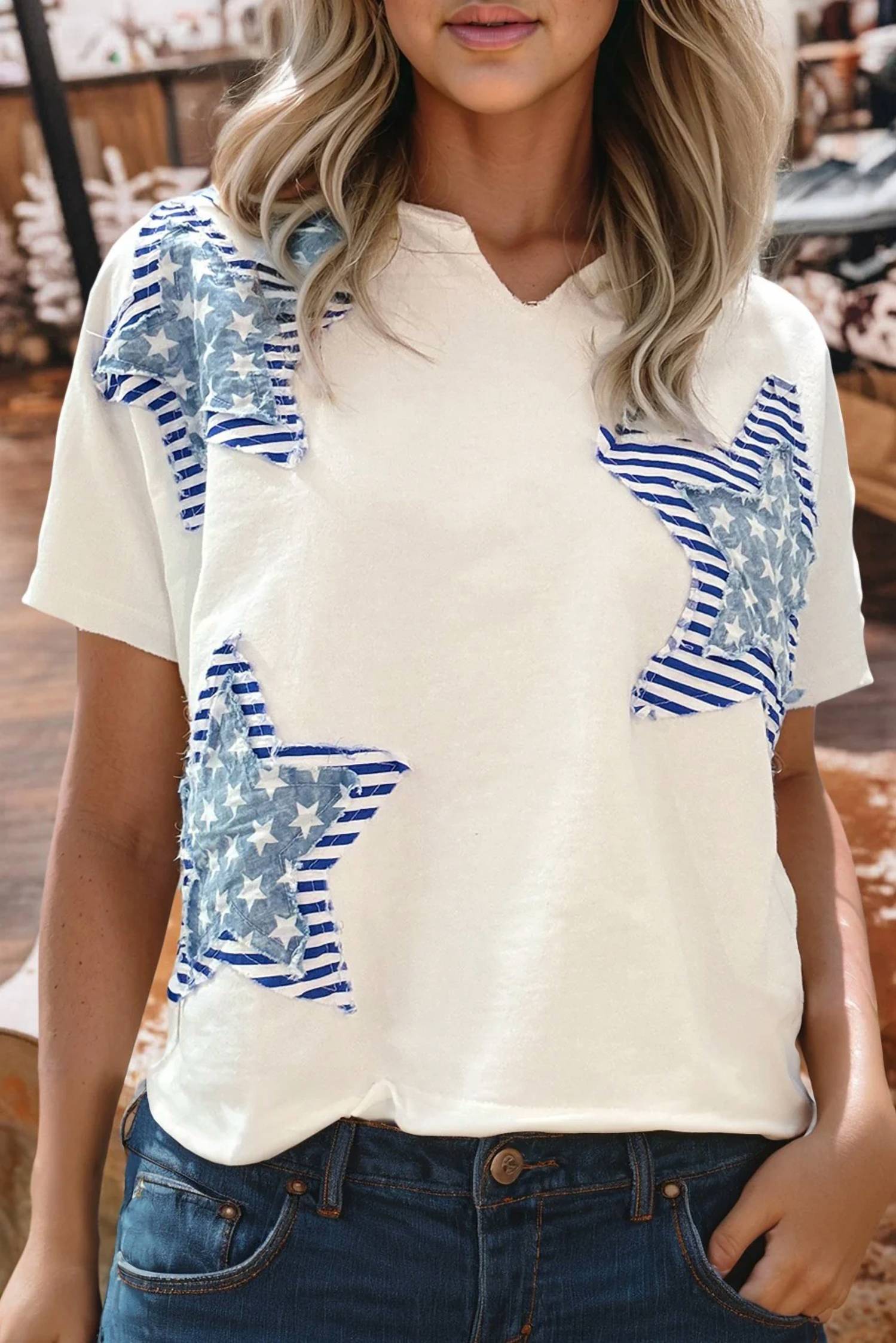 Shewin - Patriot Star Patched Tee