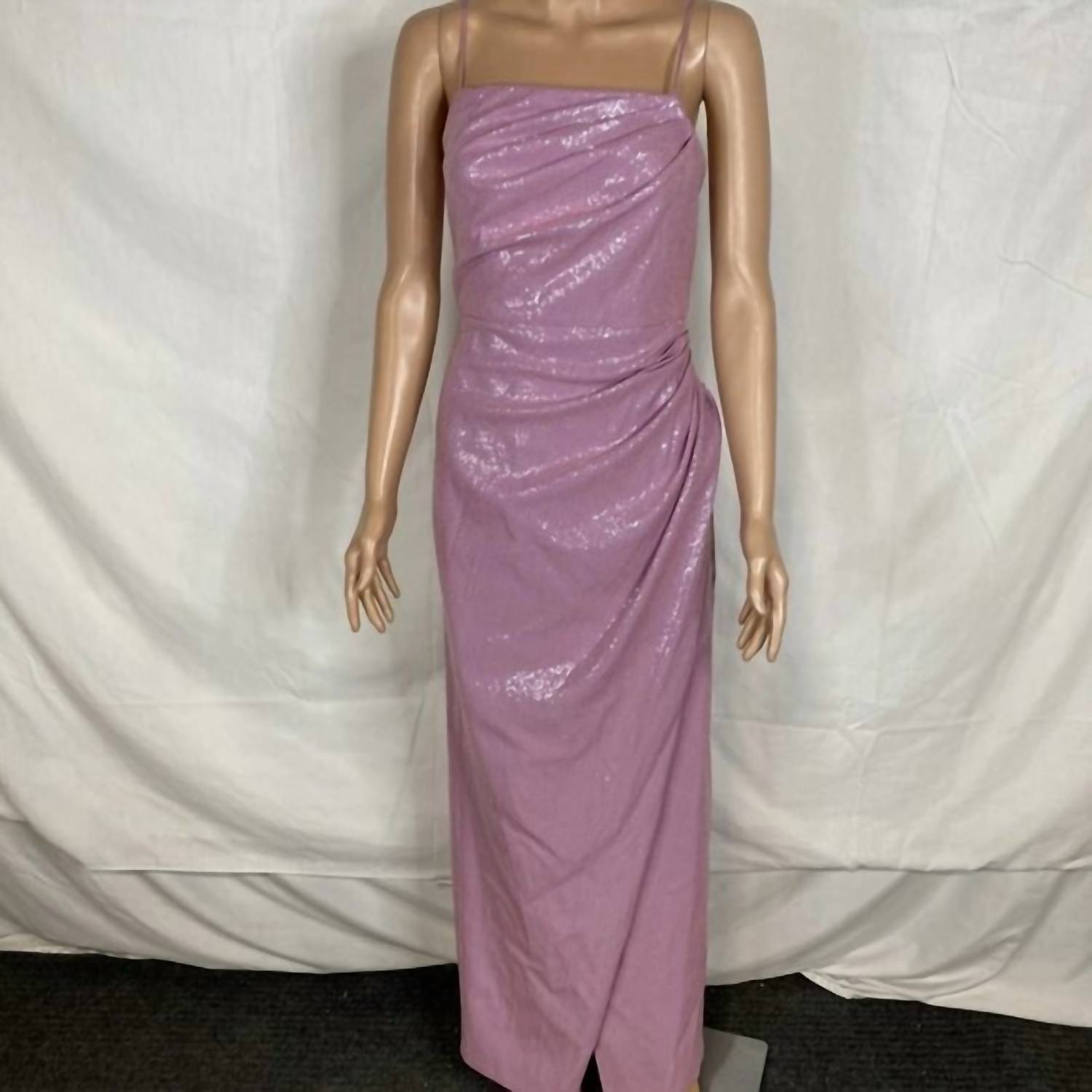 HALSTON HERITAGE Women’s Mona Shimmer Ruched Midi Dress in purple - women's dress
