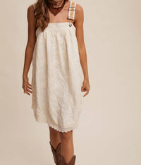 Listicle - Arya Embroidered Overall Mini Dress