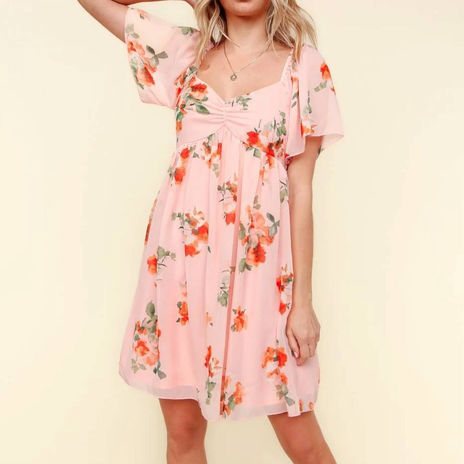 Kori - Floral Chiffon Mini Dress