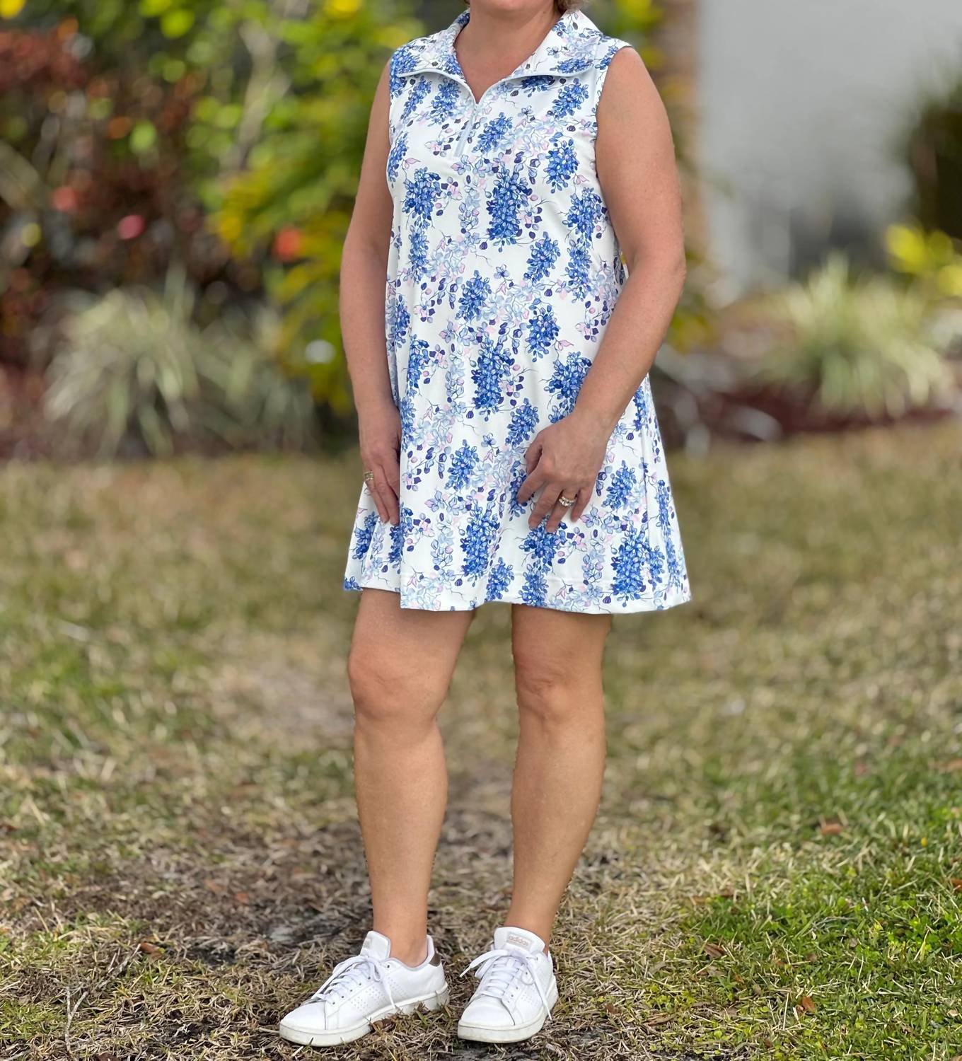 Simply Southern Peyton Quarter Zip Mini Dress in flower vine - women's dress