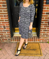 Tango Mango 3/4 Sleeve Spf Dress in black and white print - women's dress - alternate view